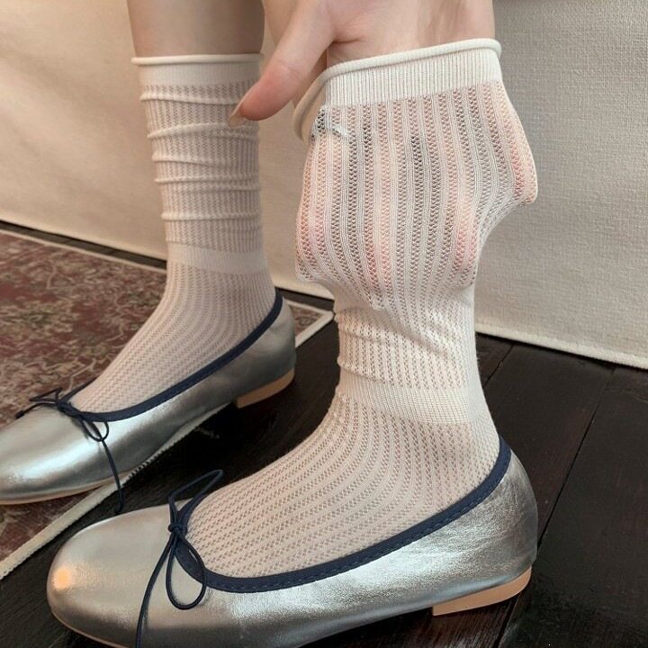 白色miu系芭蕾风袜子女春夏季薄