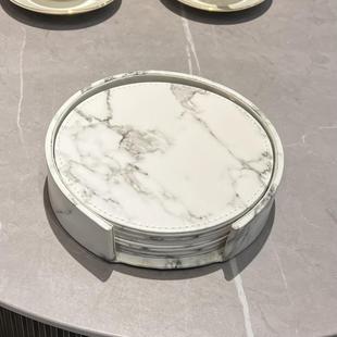 隔热垫碗垫家用餐桌垫圆形大杯垫加厚皮革防水耐热防烫18cm6片装