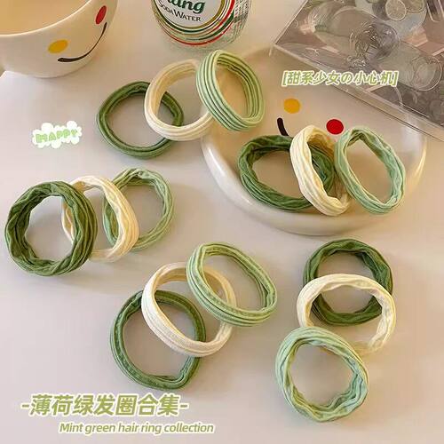 少女可爱头饰薄荷绿发绳发圈无缝高弹力头绳简约扎高马尾皮筋