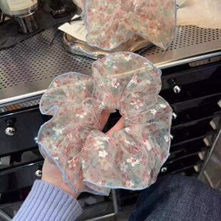 夏季蓬泡泡纱小清新碎花发圈早春新款高级感森系扎头发头饰