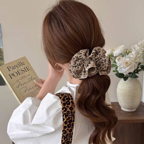 复古豹纹大肠发圈女气质高级感超大头绳扎头发秋冬发饰法式复古女