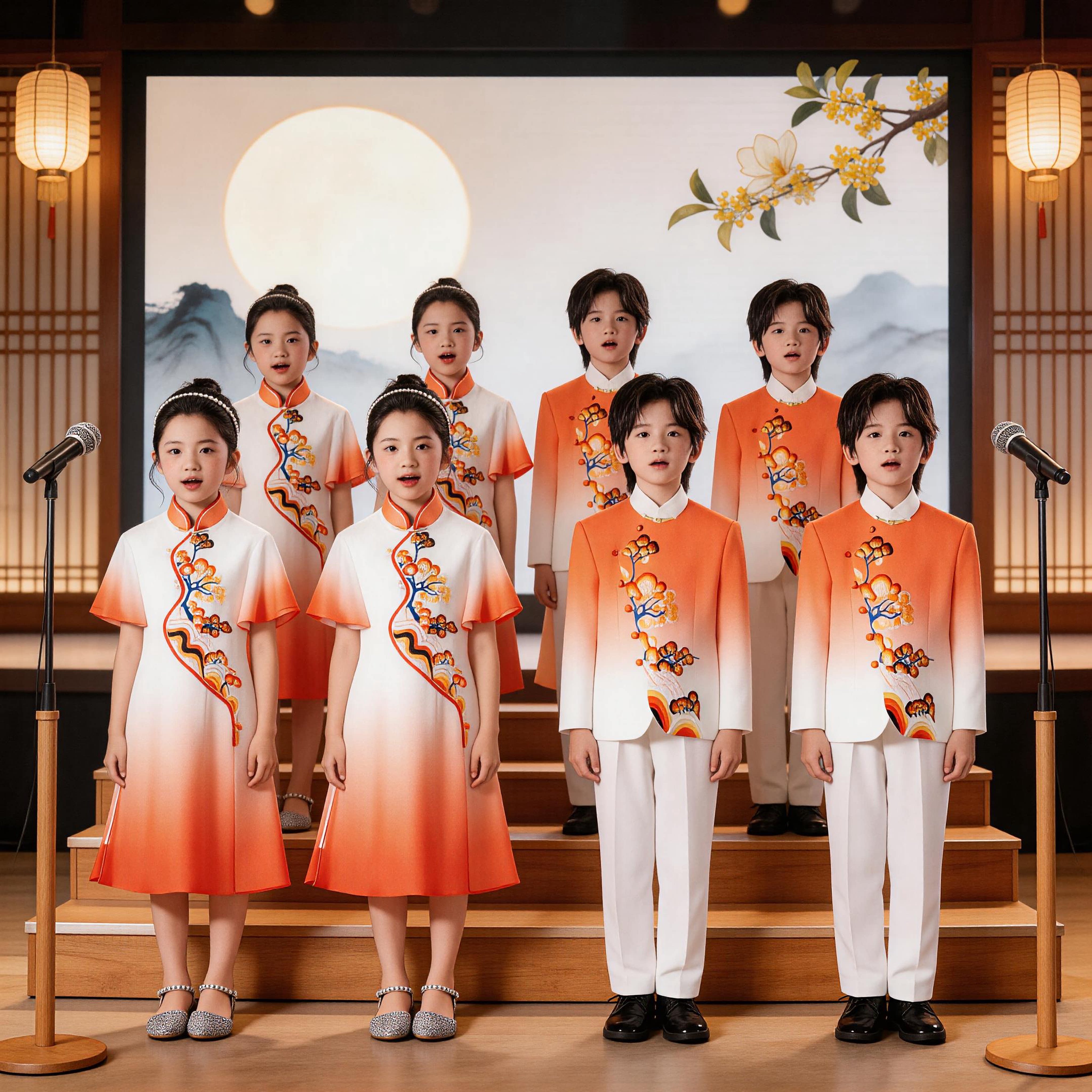 中小学生中国风红合唱朗诵服