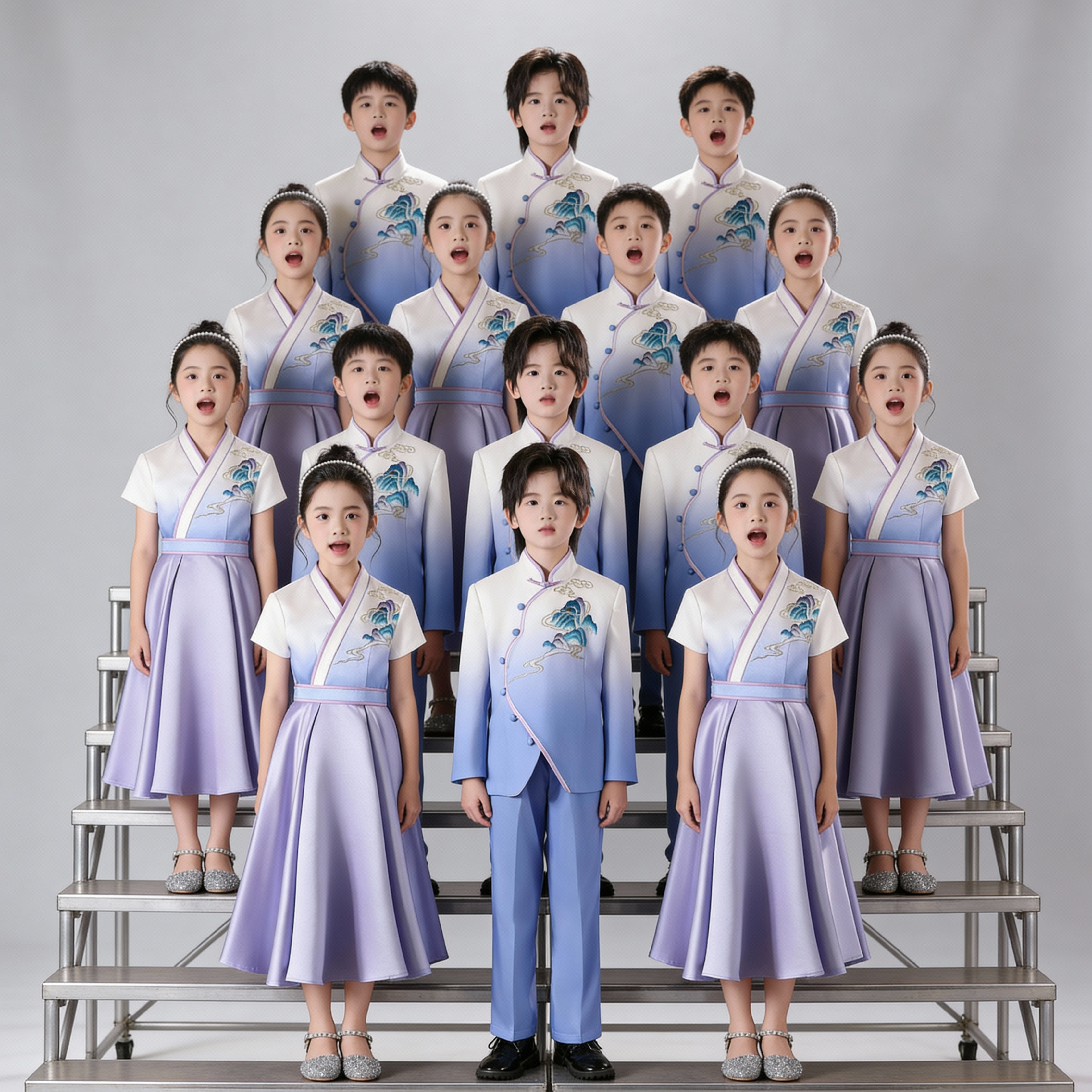 儿童合唱服演出服中小学生诗歌朗诵红歌中国风表演服装主持人礼服