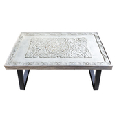 复古实木雕茶桌客厅做旧长方形装 设计师款 饰茶几 摩洛哥风格 法式