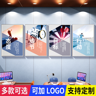 公司办公室企业文化展示背景墙会议团队励志标语墙装饰挂画布置