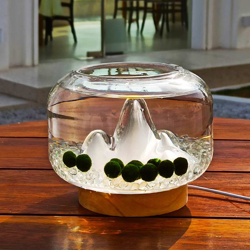 暖山灯海藻球微景观创意礼品diy桌面植物盆栽玻璃鱼缸摆件水培