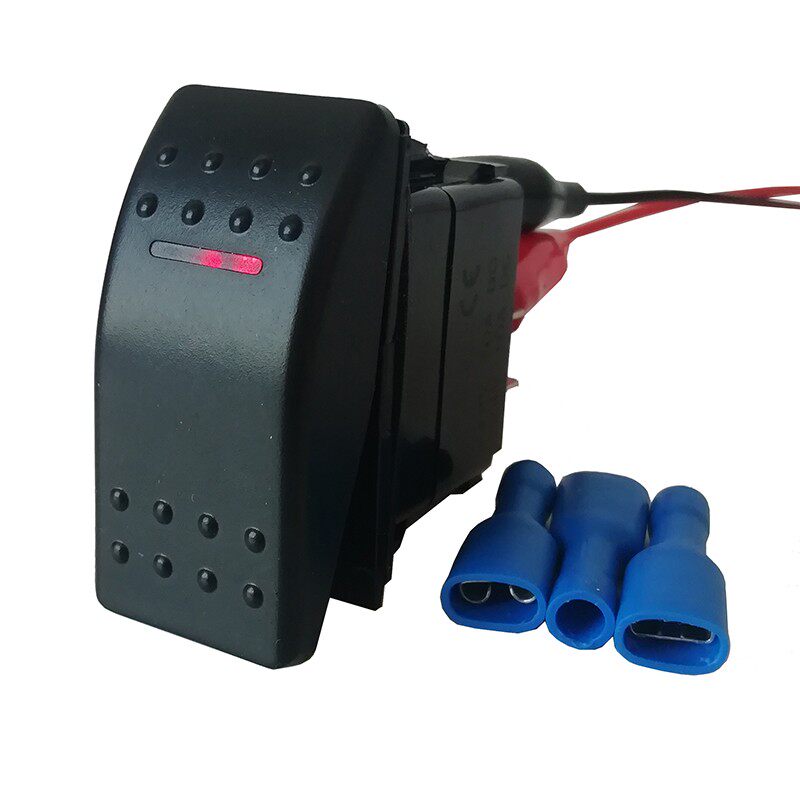 房车改装汽车开关12V24V游艇电器控制两档自锁单红灯翘板通用新品