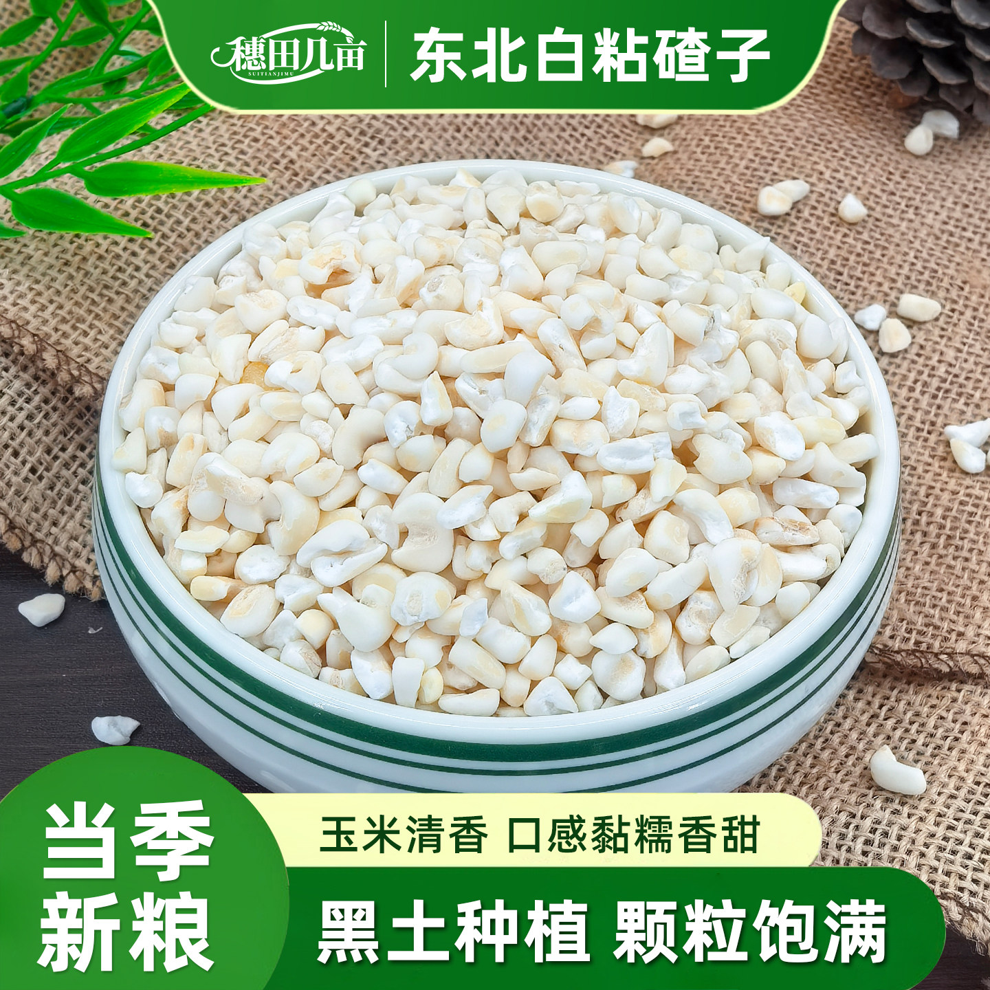 东北大白粘碴子25年农家新货黏糯碴子粥大粒玉米糁花芸豆五谷杂粮