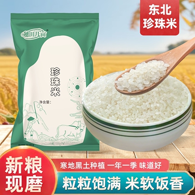 当季新米东北大米一年一季珍珠米圆粒大米东北香米产地批发