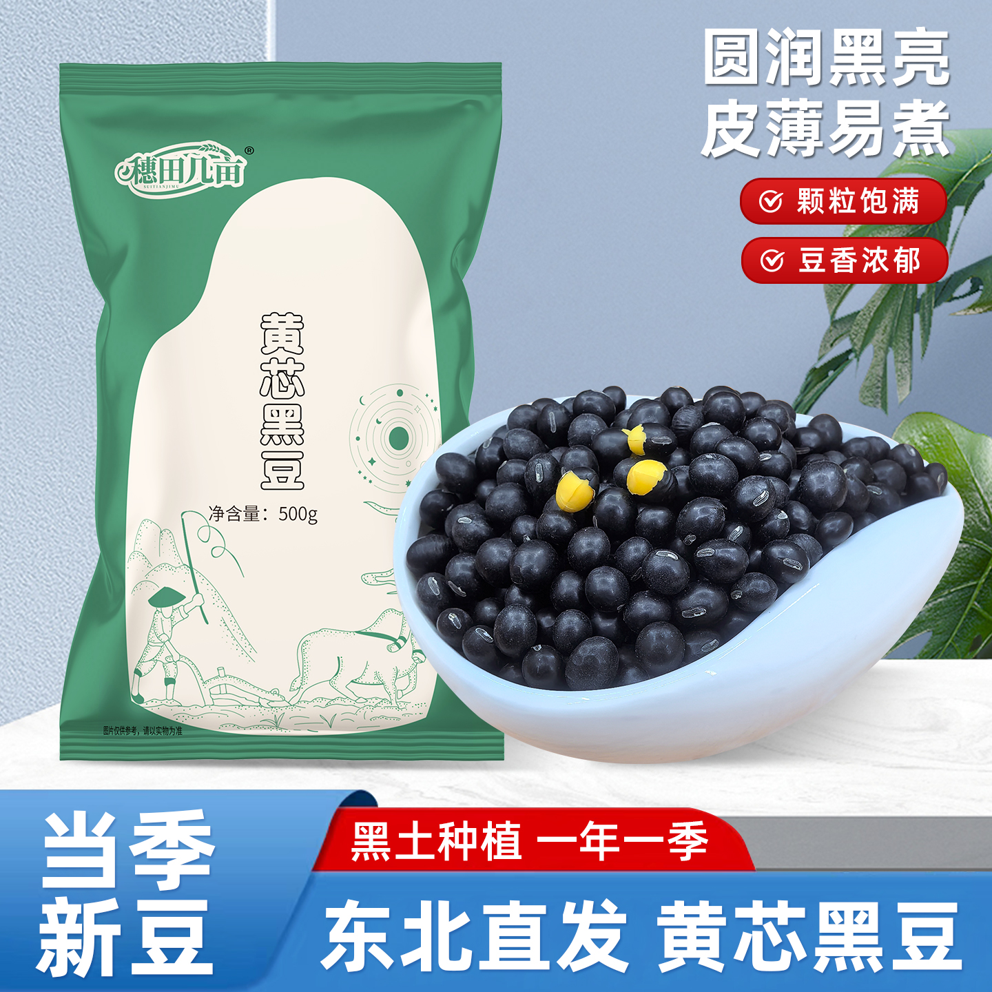 黄心土黑豆500g小粒东北本地农户自种打豆浆醋泡煲汤纳豆