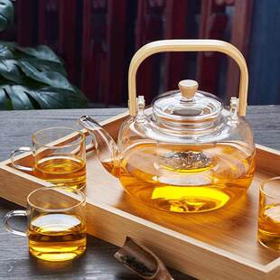 透明玻璃烧水壶平底泡茶器耐高温玻璃泡茶壶防爆玻璃茶壶茶杯套装