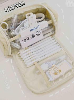 黑色简约帆布笔袋高中生男生大容量初中小学生文具袋铅笔盒高颜值