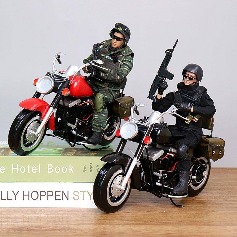 复古铁皮摩托车仿真模型家居装饰品创意摆件橱窗陈列摄影道具