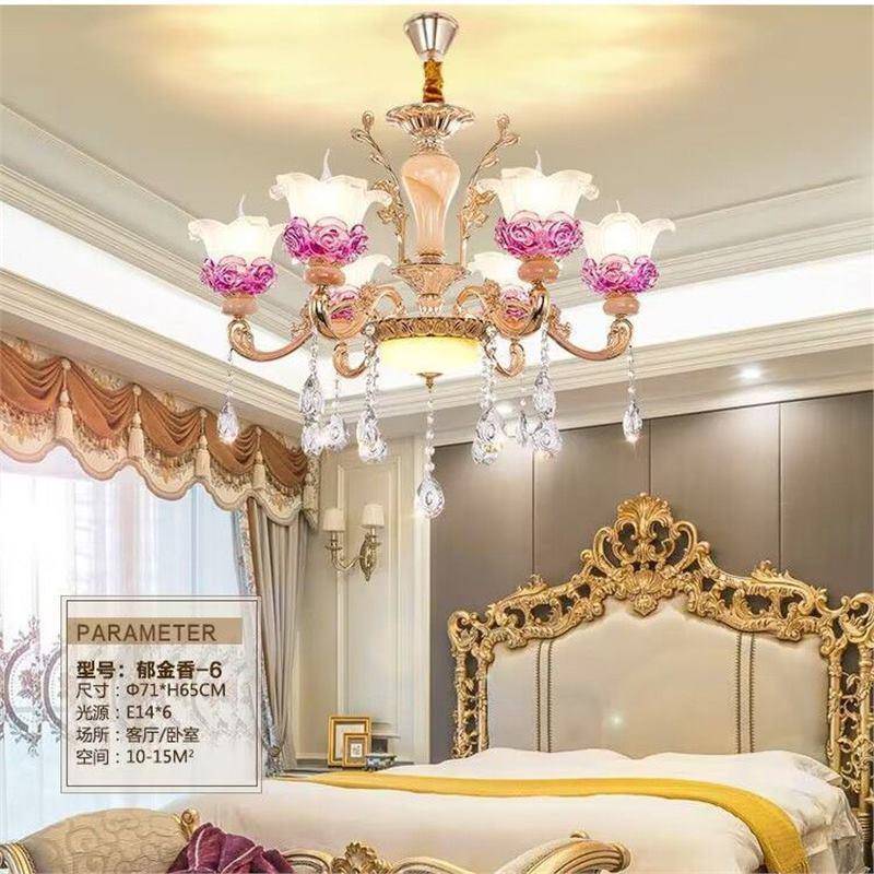 欧式紫色客厅水晶吊灯简约现代大厅家用主卧室餐厅灯酒店公寓灯饰