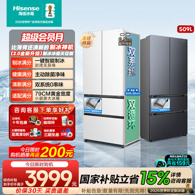 [大薄荷2.0]海信509E5S自动制冰超薄零嵌入法式多门冰箱双系统