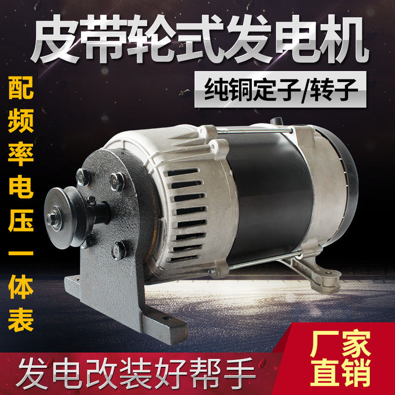 全铜皮带轮发电机2kw3千瓦8KW各种动力改装小型发电机永动机交流