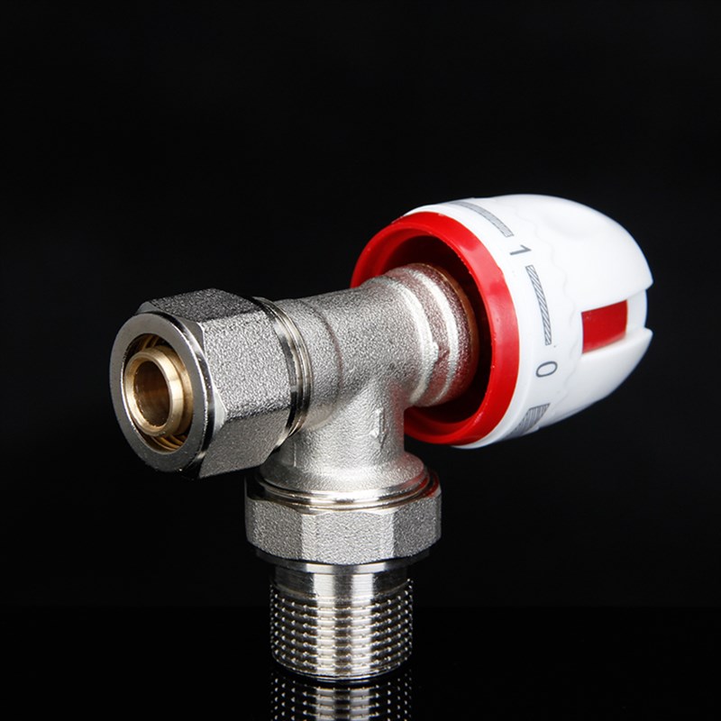 铝塑温控阀地暖管PERT卡套式温控调节阀角阀直阀暖气散热器专用