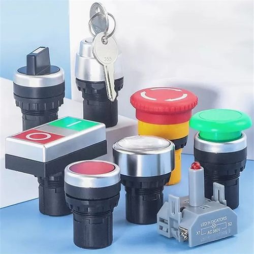 LA38 按钮头部 按钮开关配件平钮旋钮急停蘑菇头部LA38灯座底座