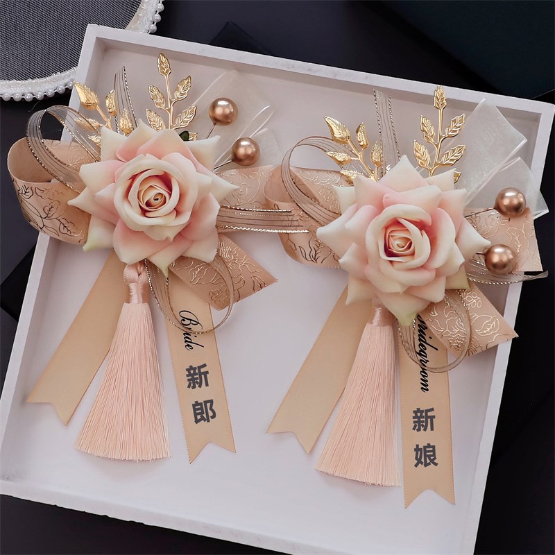 高颜值玫瑰婚礼胸花新娘新郎结婚伴娘姐妹团手腕花超质感伴郎襟花
