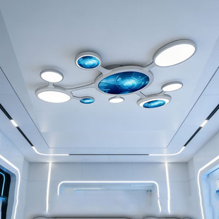 科技展厅吊灯圆形组合可定制星空造型分子造型灯具定制科技吸顶灯