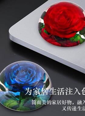 新透树脂水晶款滴玫胶红64半圆花玫瑰蓝瑰花标本直径64半圆球桌面
