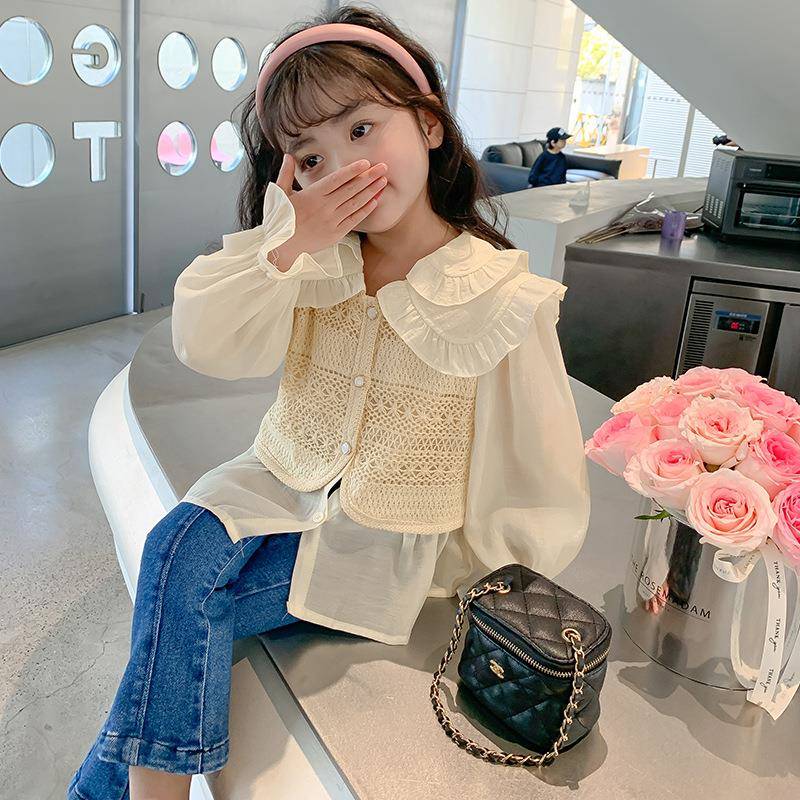 女童衬衫2025春装新款童装儿童衣服洋气春季上衣春秋款假两件衬衣