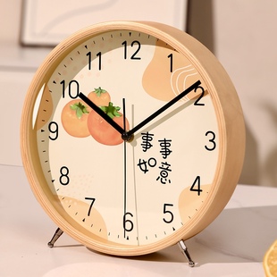 实木座钟客厅家用摆钟桌面摆件台钟静音摆放摆台式 2024新款 时钟表