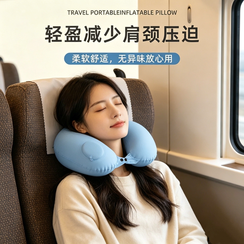 充气u型枕旅行枕便携飞机护颈