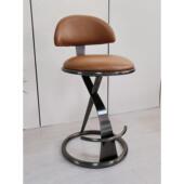 轻奢不锈钢前台吧椅意式 极简高脚凳酒吧椅简约岛台吧台椅家用吧凳