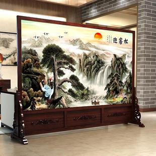 实木座屏入户玄关客厅遮挡屏风公司单位现代定制镂空隔断墙 新中式