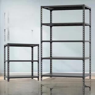 黑色角钢货架置物架家用展示展览阳台厨房收纳储物铁架多层杂物架