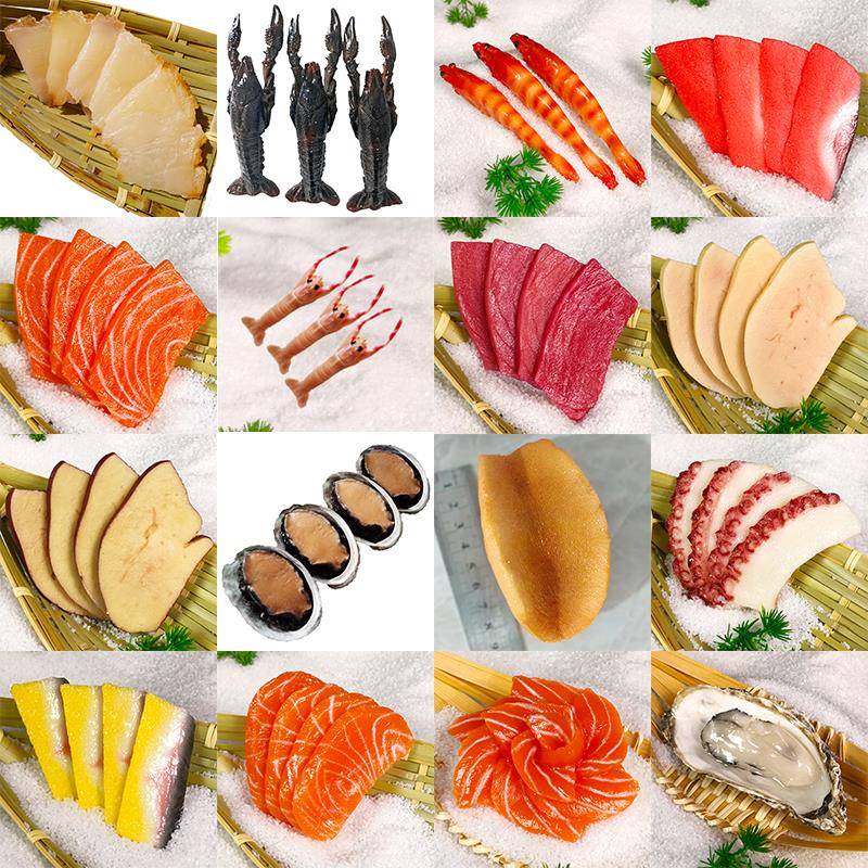 仿真海鲜刺身模型酒店三文鱼摆盘样品仿真假菜东星斑姿造展示道具