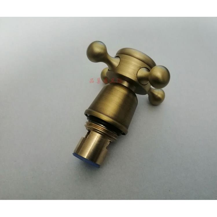 复古全铜水龙头拉丝仿古手轮阀芯双把龙头手轮全铜手柄梅花轮配件