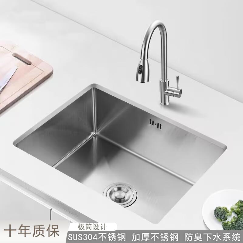 加厚sus304不锈钢水槽家用水池洗碗池厨房洗菜盆窄边大单槽嵌入式