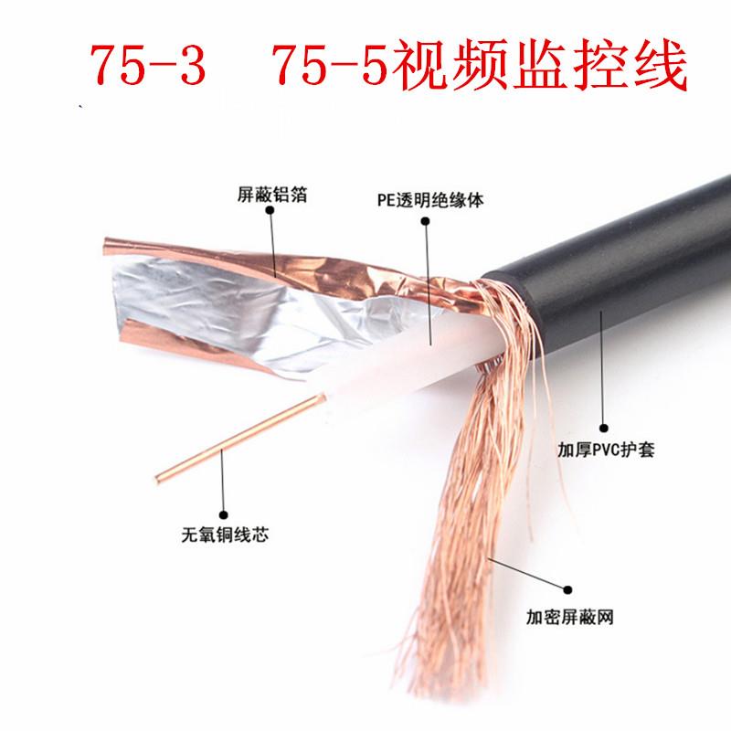 包邮监控线视频线SYV75-5-1模拟同轴高清电缆线96编128编全铜75-3