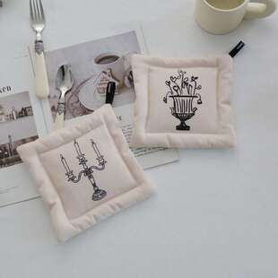 美作元素韩式ins风杯垫夹棉餐桌布艺隔热垫拍摄道具家用卧室杯垫