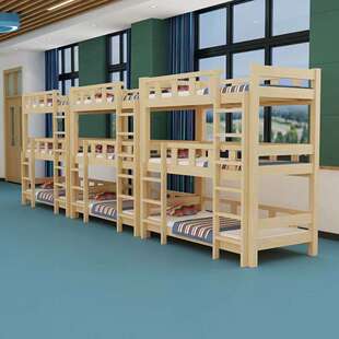 实木床 托管双层四人位木床加宽学生上下4人床学校多床铺松木床位