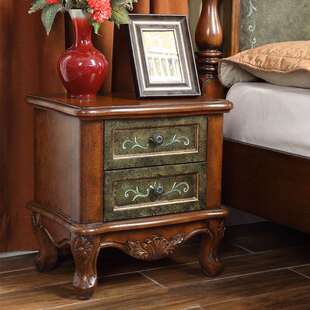 至高美式乡村实木床欧式罗马柱双人床复古做旧彩绘1.8米床民宿床