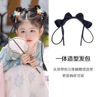 儿童汉服假发古风小女孩一体式懒人发包女童盘头发造型神器垫发包