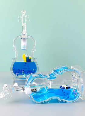 水晶小提琴摆件创意宇航员发光入油卡通节日桌面网红饰品音乐礼品