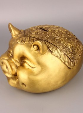 铜猪摆件纯铜存钱罐福字猪头办公桌面家居客厅玄关工艺品生日礼品
