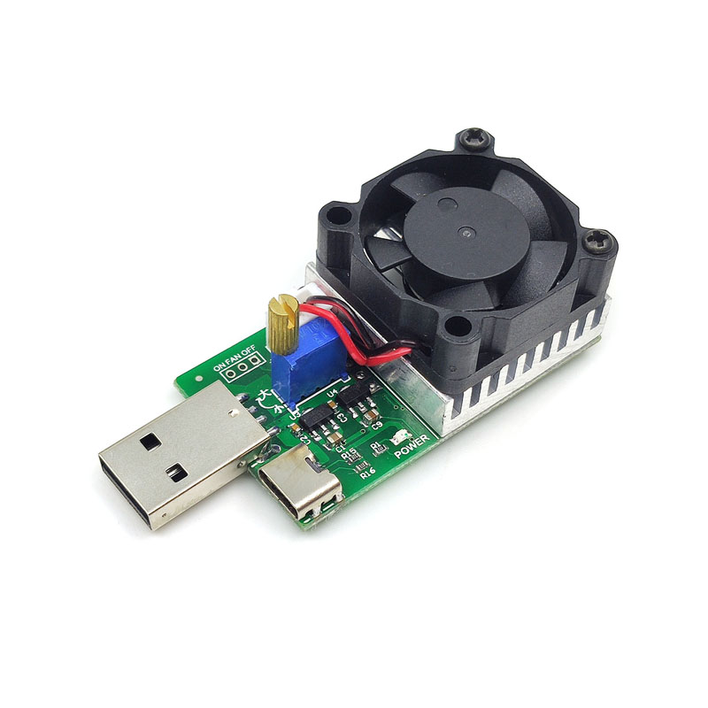 USB直流电子负载仪模块可调5v12v电压15W1A2A3A老化电阻USB放电器