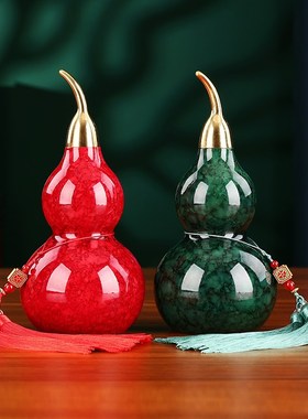 黄铜开口葫芦摆件车载家居挂件新中式客厅办公室装饰品乔迁礼品