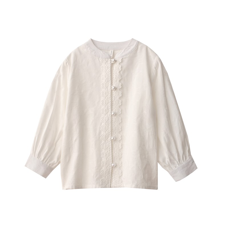儿童新中式珍珠扣衬衫 女童立领长袖衬衣 中大童山东网店春款童装