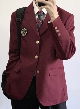 【刺篇】dk学院风红色蓝色男生制服西装成人礼西服外套学生全套装