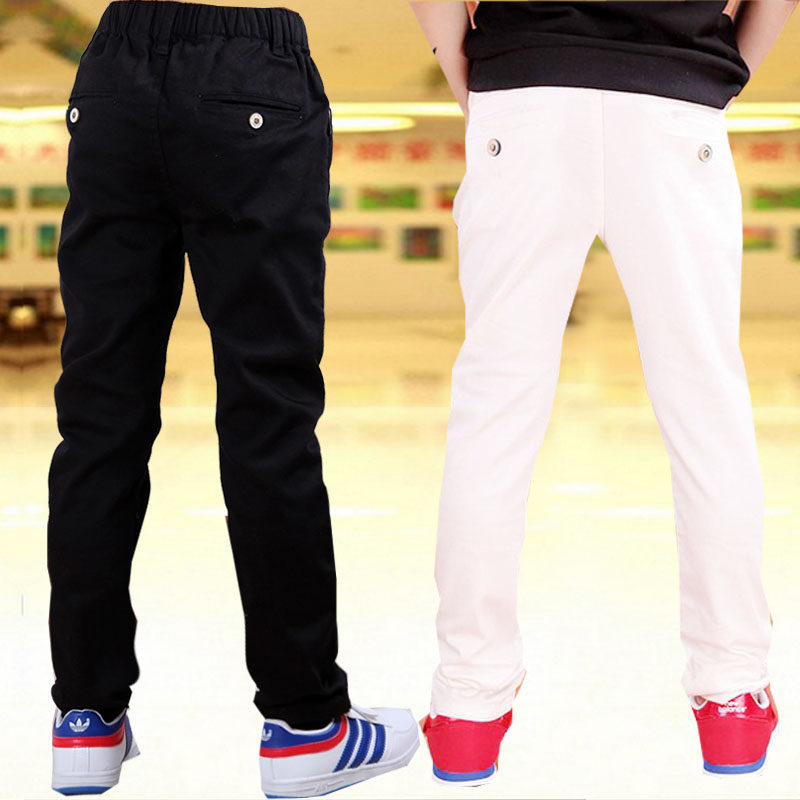 童装男童休闲长裤薄2022春夏款中大童纯棉白黑色西装长单裤弹力