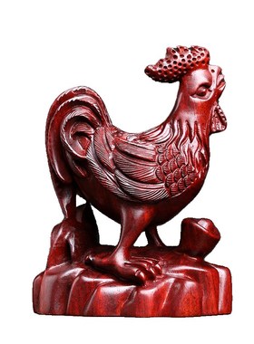 天然紫檀木雕刻生肖酉鸡木雕小摆件手工雕刻手把件生肖鸡转运摆件