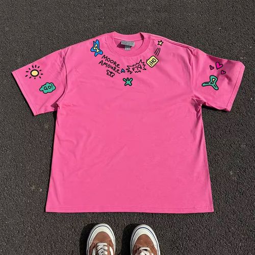 王有病工作室 10年老店!创意简约拼接设计感短袖T恤桃粉色柠檬黄