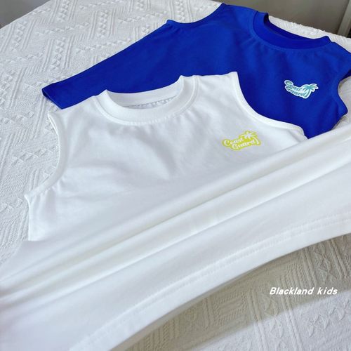 100-160码 23夏款 男童儿童中大童高弹冰瓷棉无袖T恤椰子图案背心