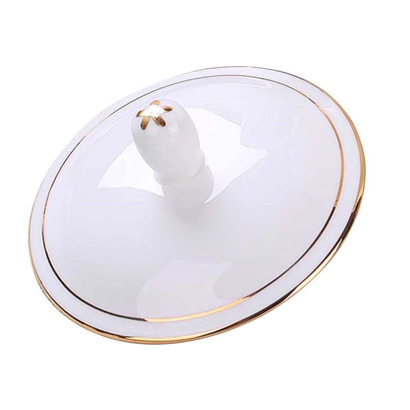 酒店宾馆陶瓷茶杯盖子骨瓷金边商务水杯盖办公会议杯家用杯子配件